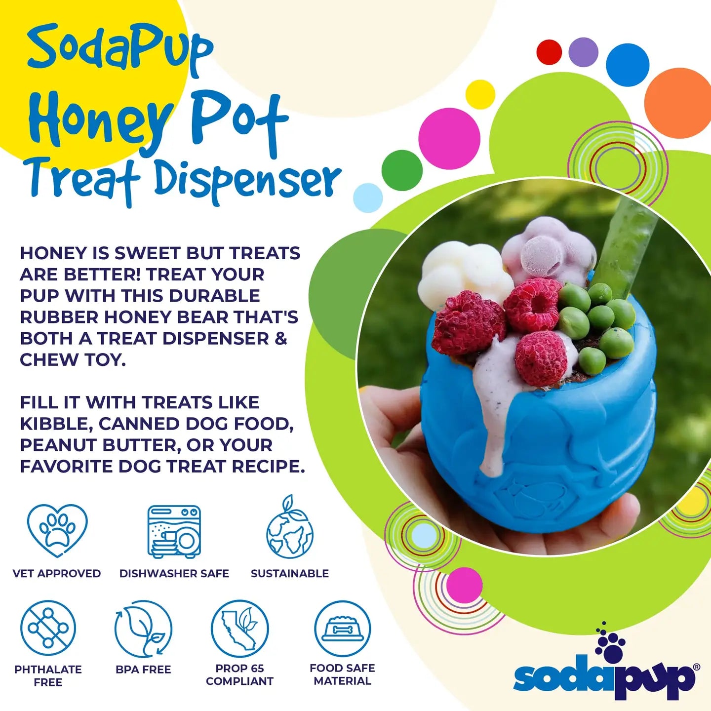 Blue Honey Pot Treat Dispenser