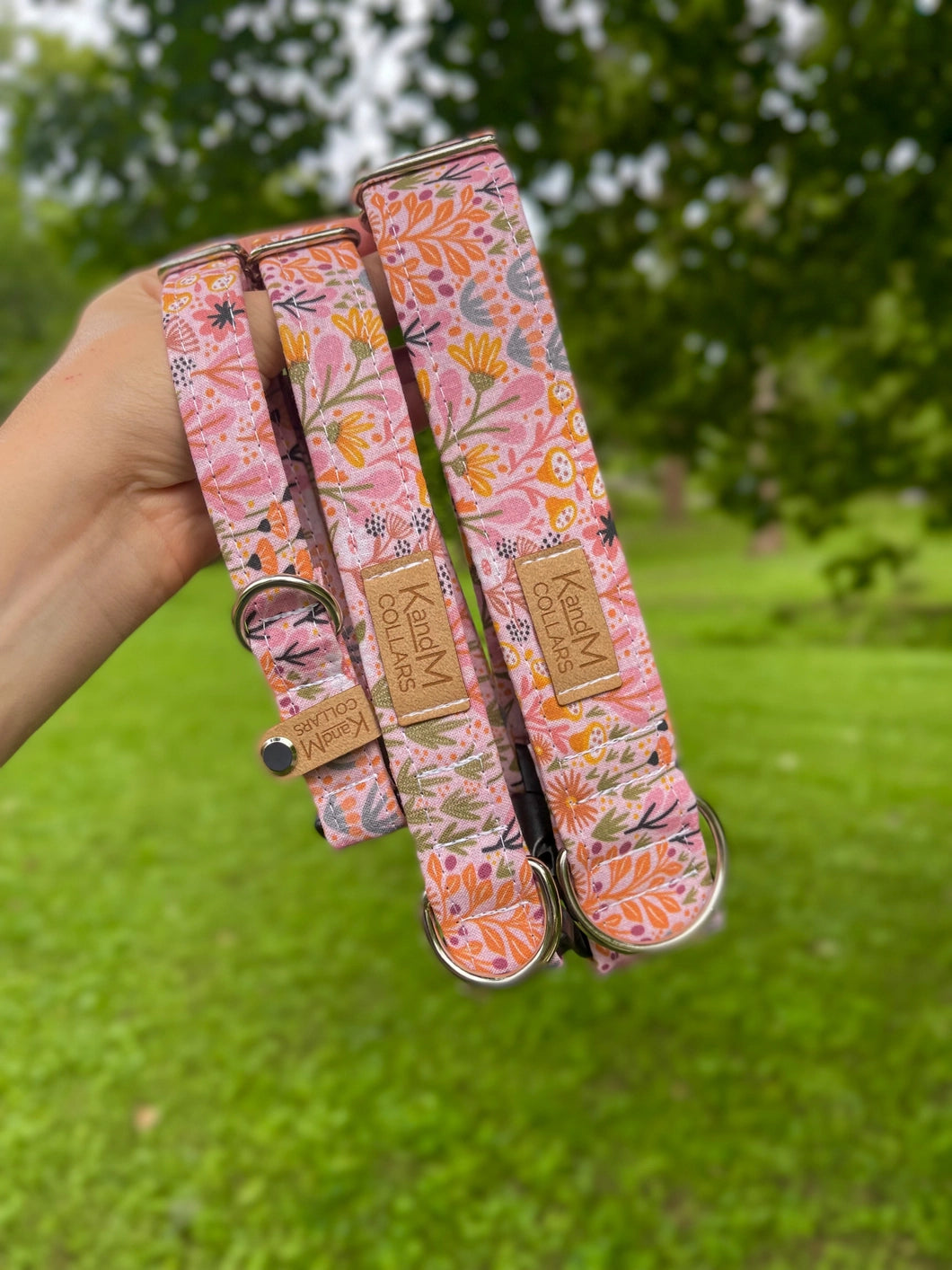 Mini Flowers on Pink Dog Collar | K & M