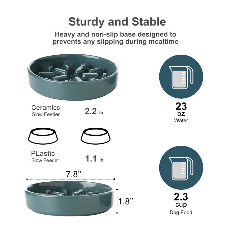 Spark Ceramic Slow Feeder Dog Bowl - Green