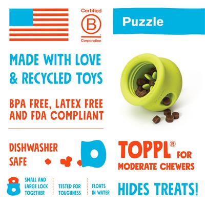 Granny Smith Green West Paw Toppl Treat Toy