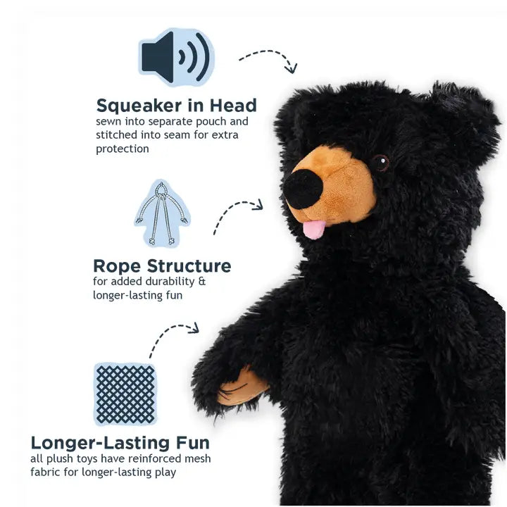 Stuffless Black Bear Squeaker Dog Toy