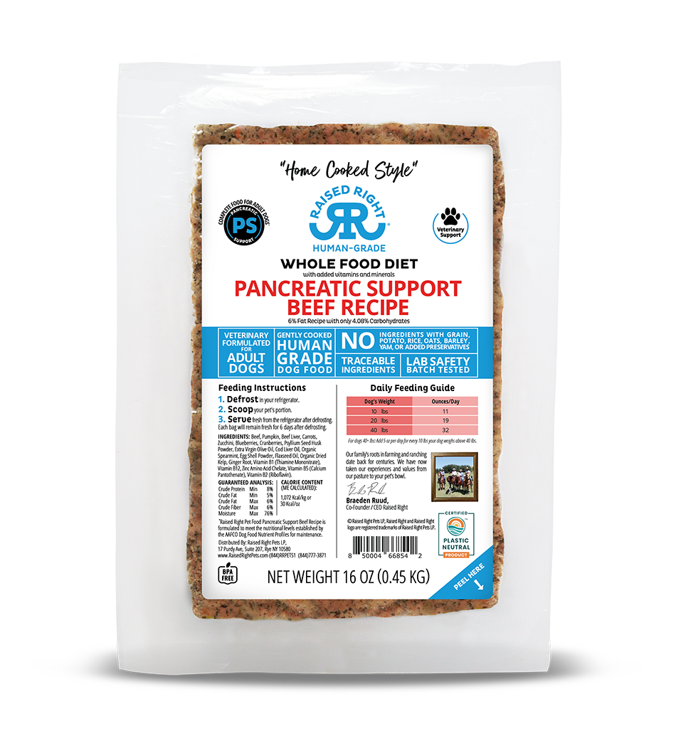 Raised Right "Home Cooked" Pancreatic Support Beef Adult Dog Recipe