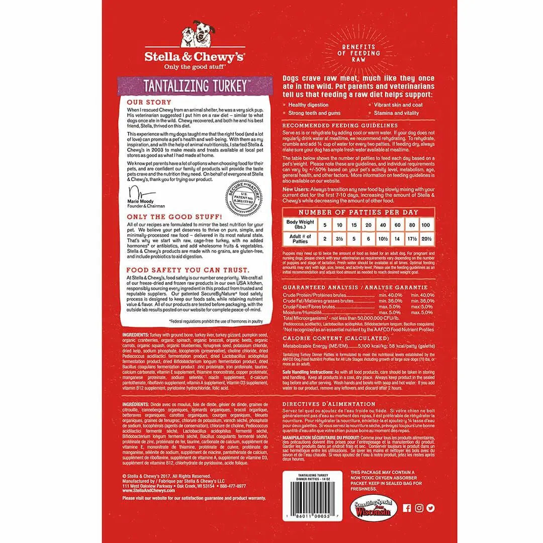 Stella & Chewy's Tantalizing Turkey Freeze-Dried Raw Dinner Patties