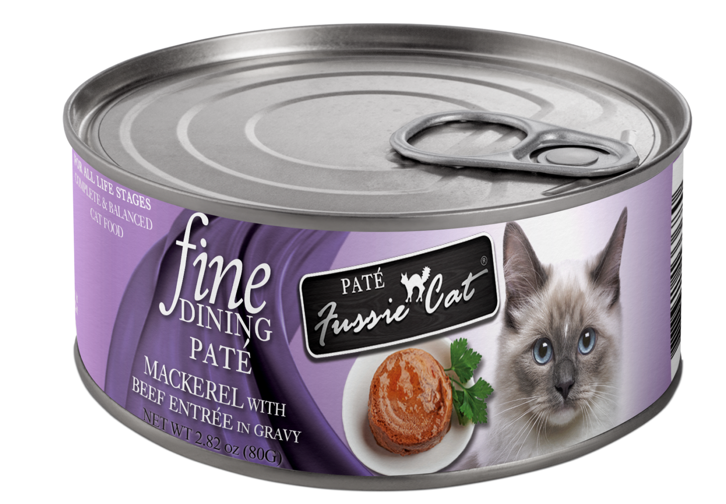 Fussie Cat Fine Dining Pate Mackerel with Beef Entree in Gravy