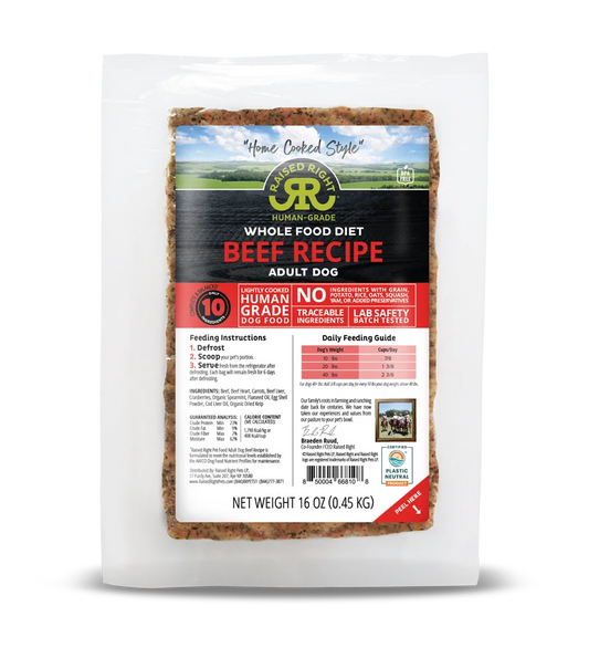Raised Right "Home Cooked" Original Beef Adult Dog Recipe
