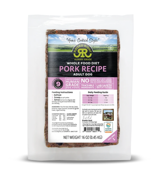 Raised Right "Home Cooked" Original Pork Adult Dog Recipe