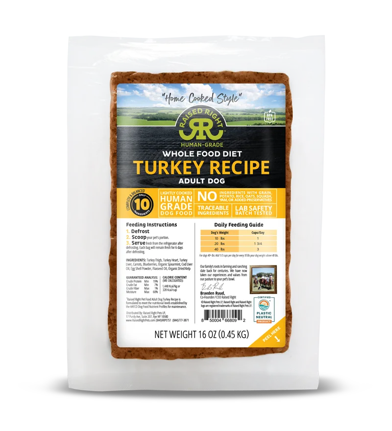 Raised Right "Home Cooked" Original Turkey Adult Dog Recipe