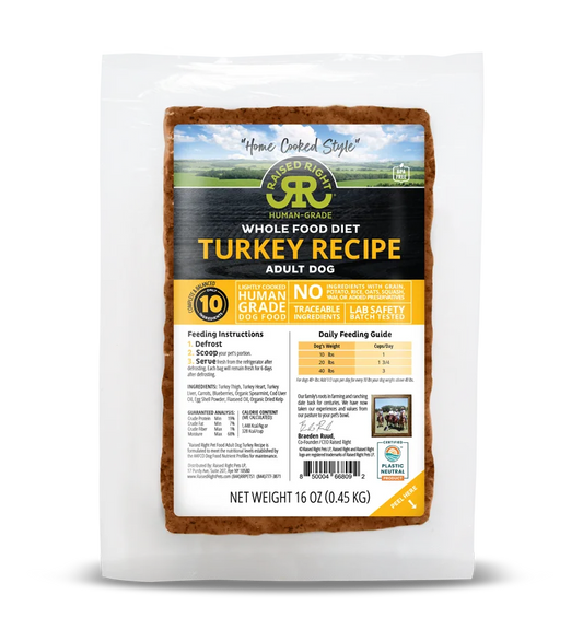 Raised Right "Home Cooked" Original Turkey Adult Dog Recipe
