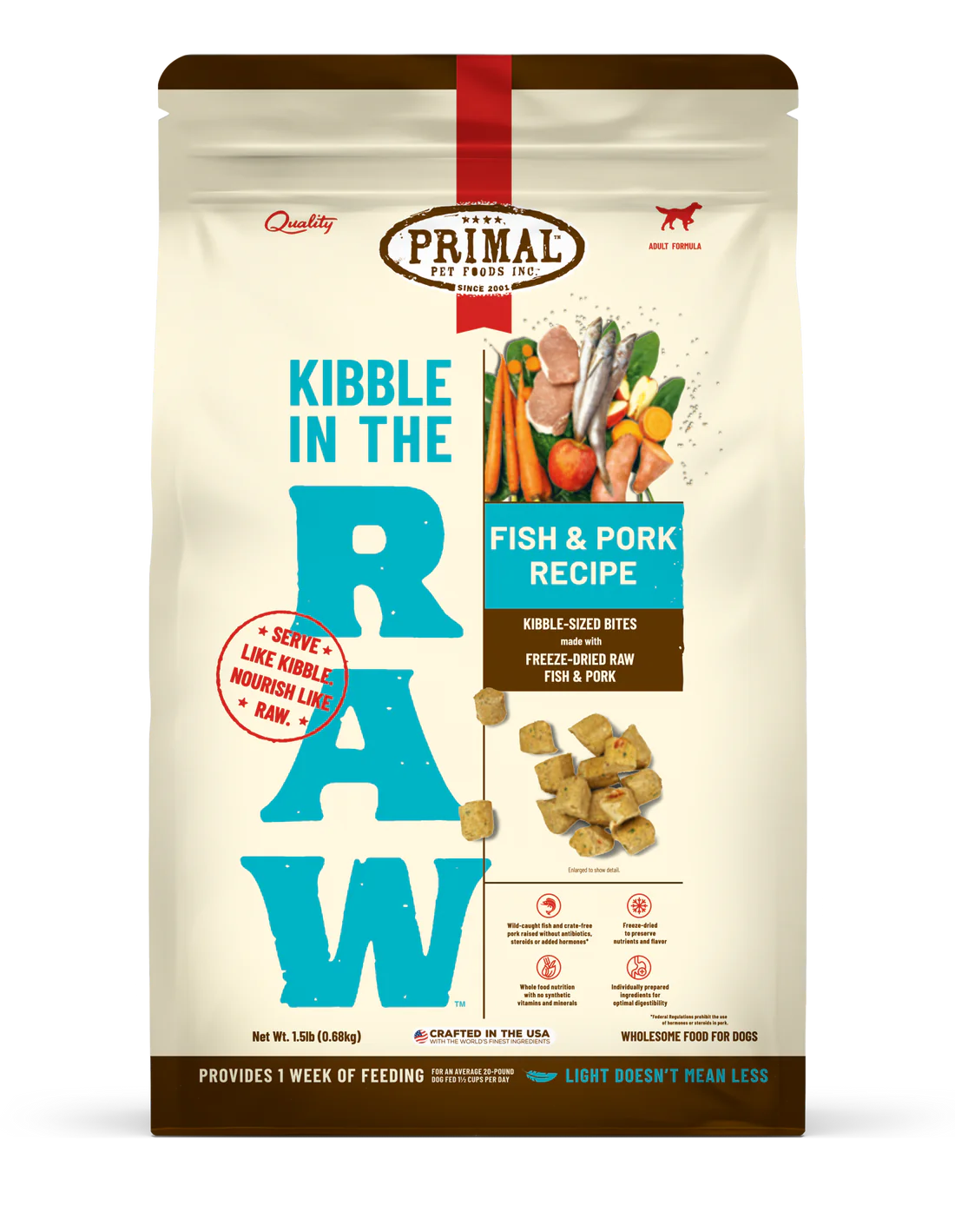 Primal Kibble in the Raw Dog Food Fish & Pork Recipe