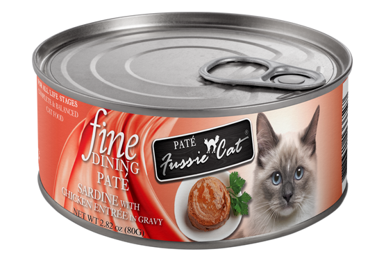 Fussie Cat Fine Dining Pate Sardine with Chicken Entree in Gravy