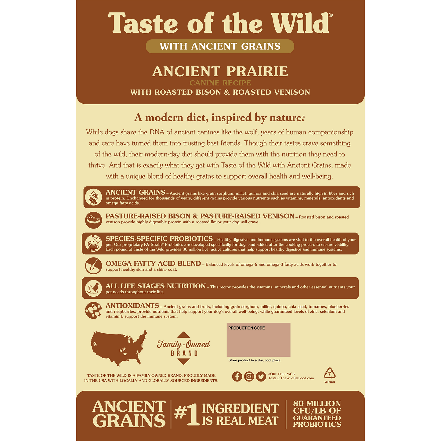 Taste of the Wild Ancient Grains Dog Food- Prairie