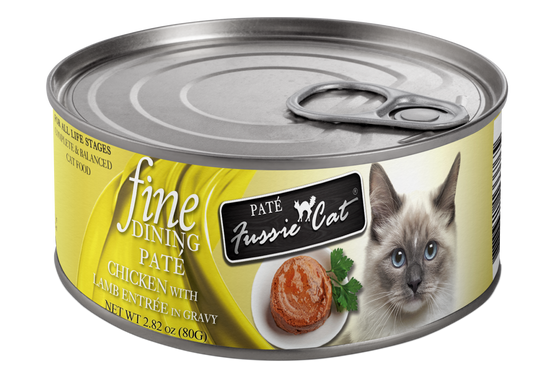 Fussie Cat Fine Dining Pate Chicken with Lamb Entree in Gravy