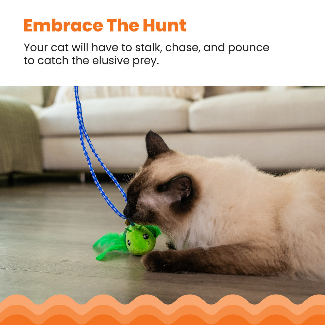 Tail Teaser Ground Prey Interactive Cat Wand | Outward Hound