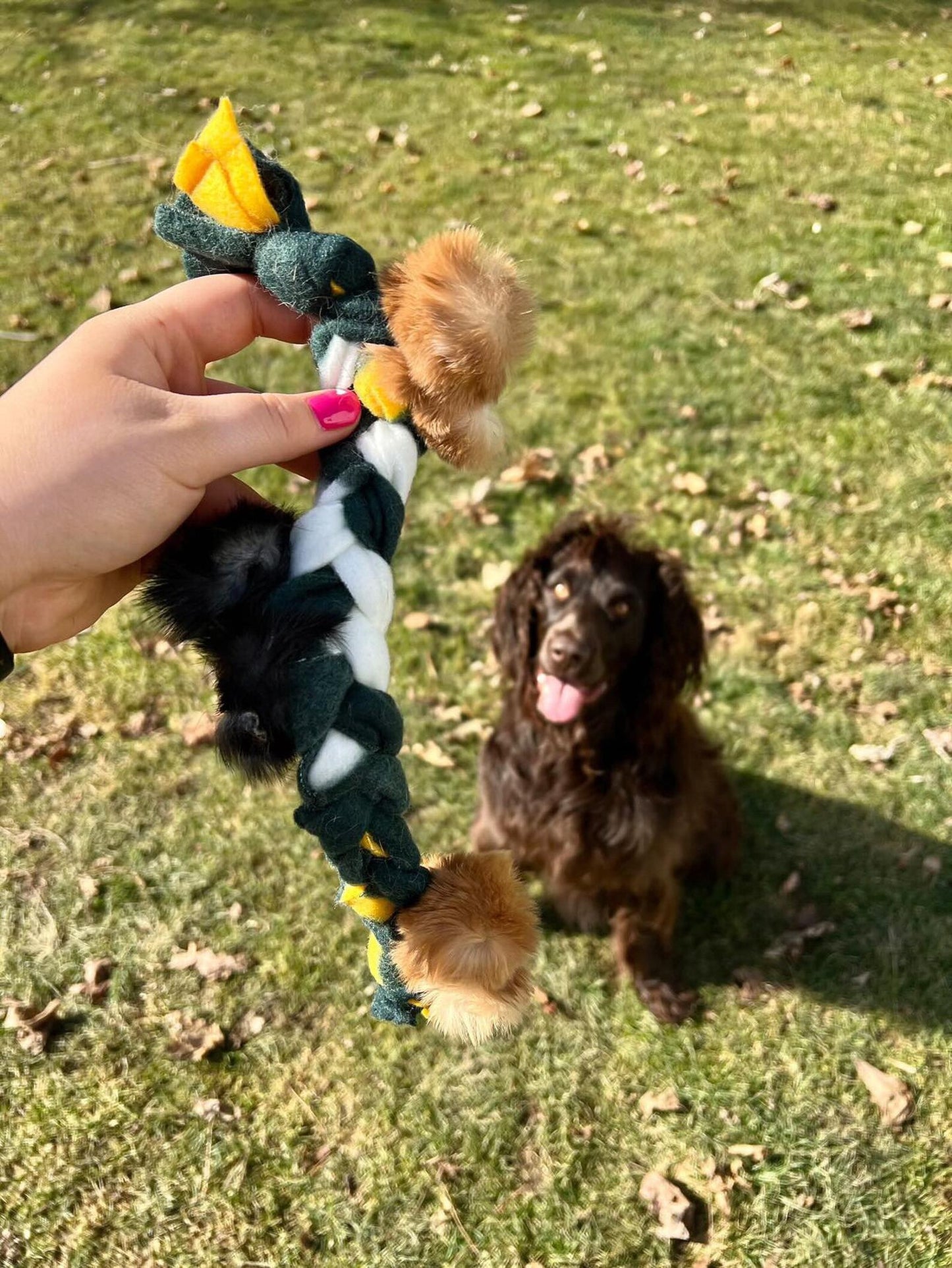 Braided Fleece Toy with Rabbit Hide- for Dog or Cat