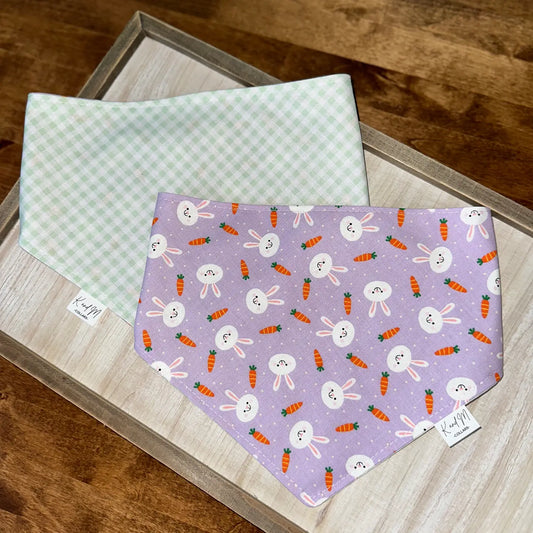 Purple & Green Bunnies Reversible Dog Bandana | K & M