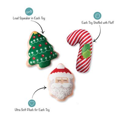 Dear Santa Small Plush Dog Toy -Set Of 3