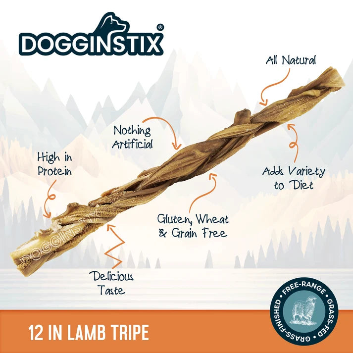 DogginStix Braided Lamb Tripe Chew
