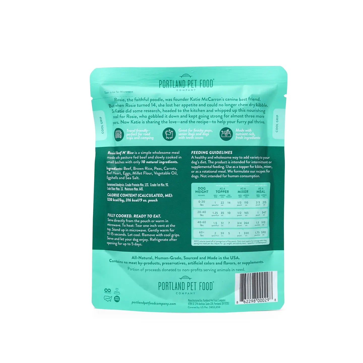 Portland Pet Beef & Rice Dog Food Pouch
