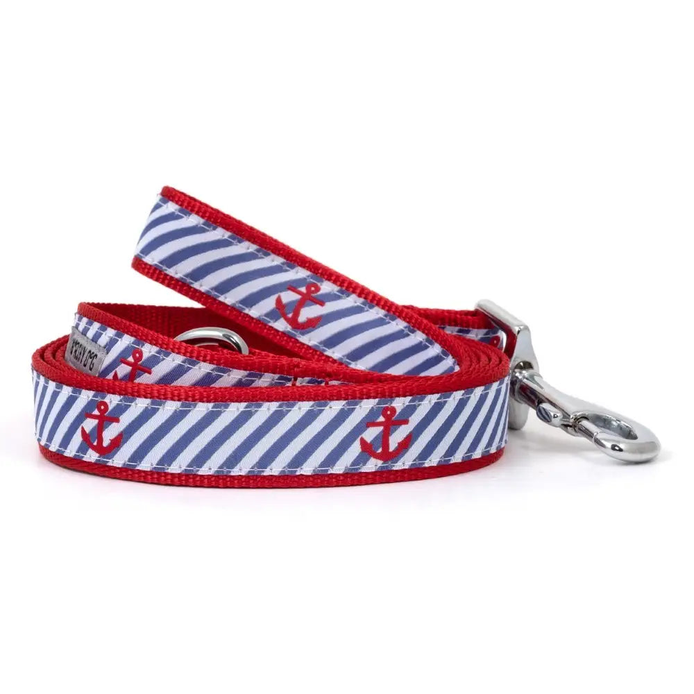 Navy Stripe Anchor Leash | The Worthy Dog