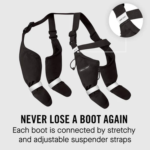 Black Suspender Boots- Dog Boots | Canada Pooch