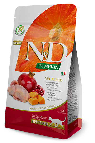 Farmina Cat Food- N&D Pumpkin Feline- Quail & Pomegranate Neutered Adult