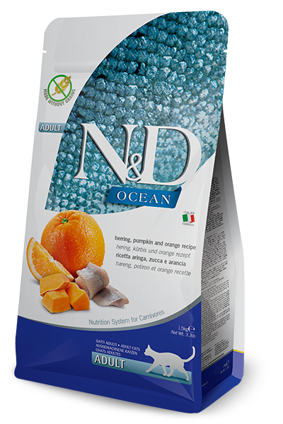 Farmina Cat Food- N&D Ocean Feline- Herring, Pumpkin & Orange Adult