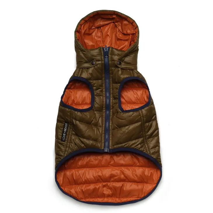 Olive Reversible Puffer Jacket | Love Thy Beast