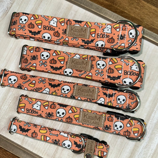 Orange Spooky Halloween Dog Collar