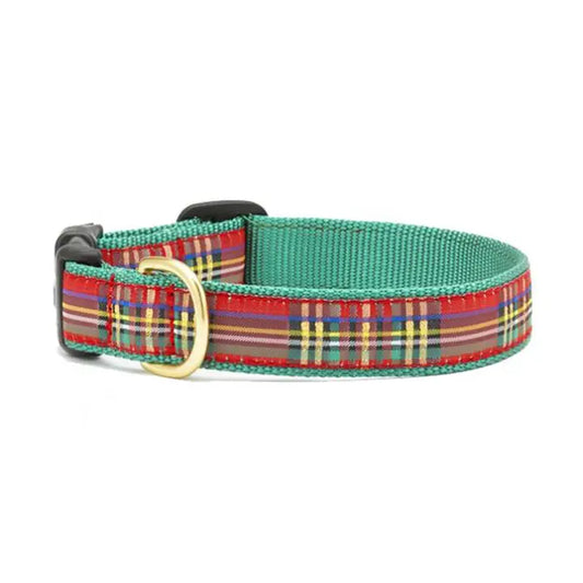 Up Country Christmas Sparkle Plaid Holiday Dog Collar