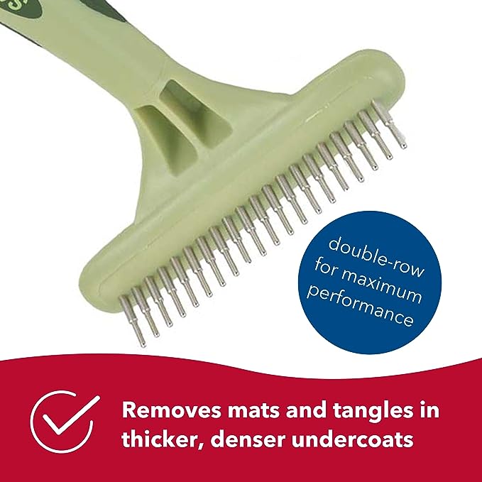 Double Row Undercoat Rake with Rotating Pins