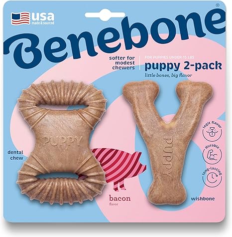 Benebone Puppy Pack | Bacon Wishbone & Dental Chew