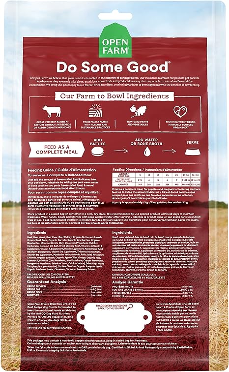 Open Farm Freeze-Dried Raw Patties, Grass-Fed Beef