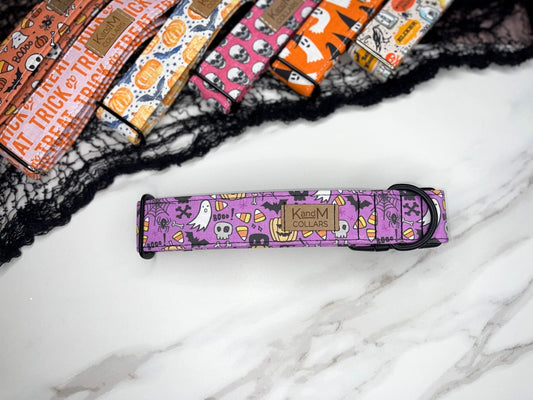 Purple Spooky Halloween Dog Collar
