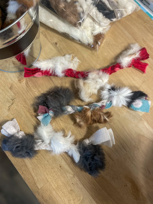 Braided Fleece Toy with Rabbit Hide- for Dog or Cat