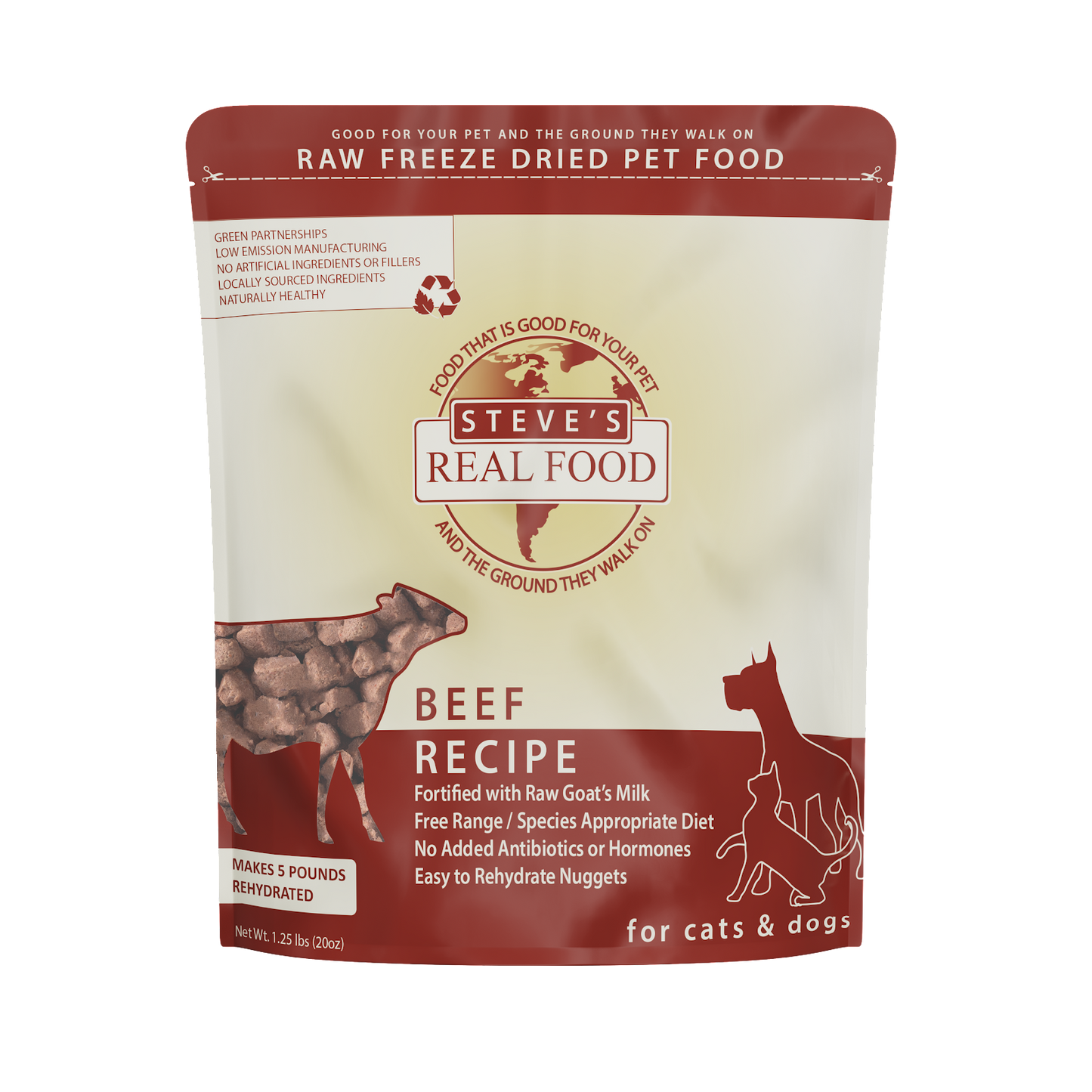Freeze Dried Raw Beef Dog & Cat Food | Steve's Real Food