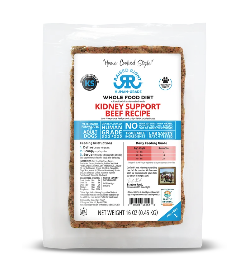 Raised Right "Home Cooked" Kidney Support Beef Adult Dog Recipe