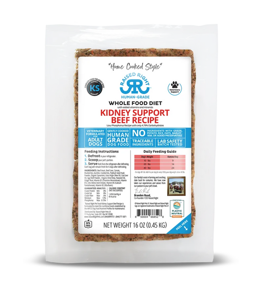 Raised Right "Home Cooked" Kidney Support Beef Adult Dog Recipe