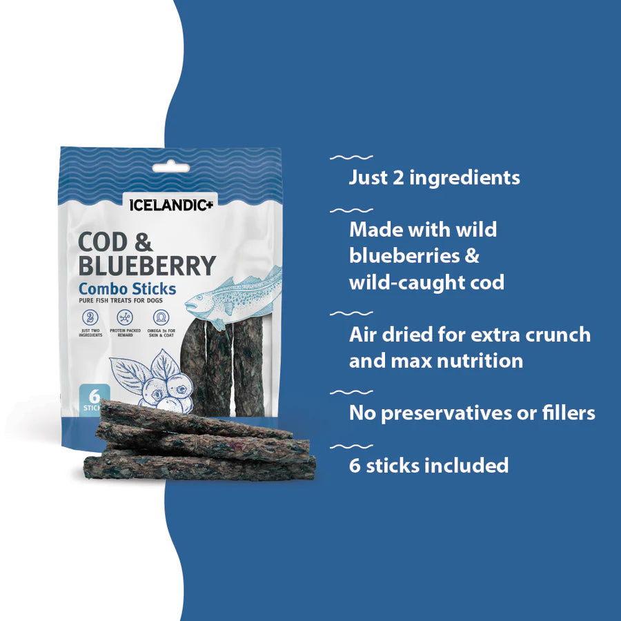 Cod & Blueberry Combo Sticks | Icelandic+
