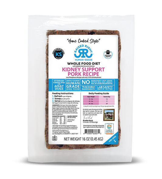 Raised Right "Home Cooked" Kidney Support Pork Adult Dog Recipe