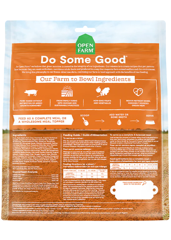 Open Farm Freeze Dried Raw Morsels, Farmer's Table Pork