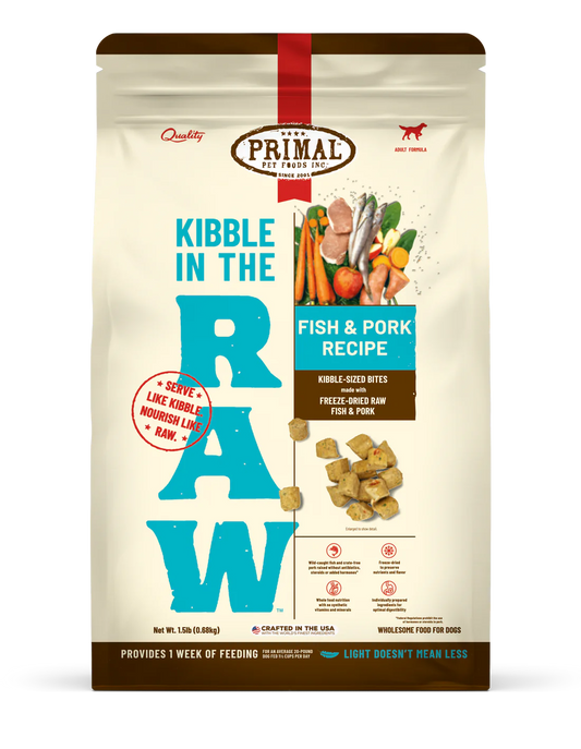Primal Kibble in the Raw Dog Food Fish & Pork Recipe