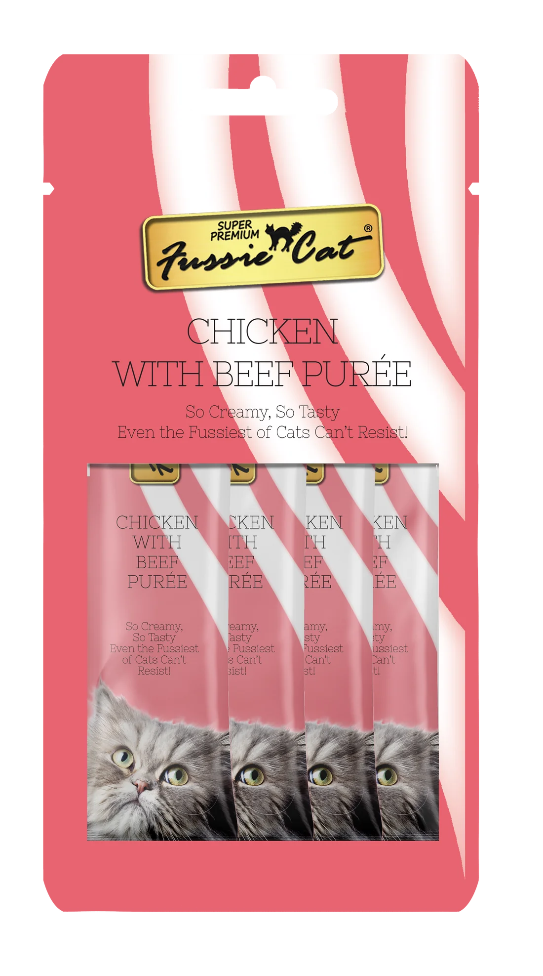 Fussie Cat 4-Pack Puree, Chicken with Beef