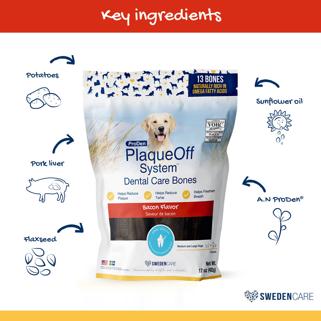 ProDen PlaqueOff System™ Dental Care Bones- Bacon Flavor
