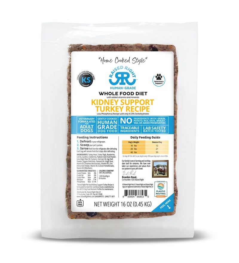 Raised Right "Home Cooked" Kidney Support Turkey Adult Dog Recipe