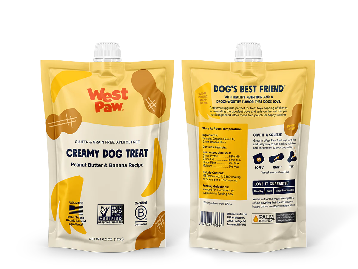 West Paw Peanut Butter & Banana Creamy Dog Treat