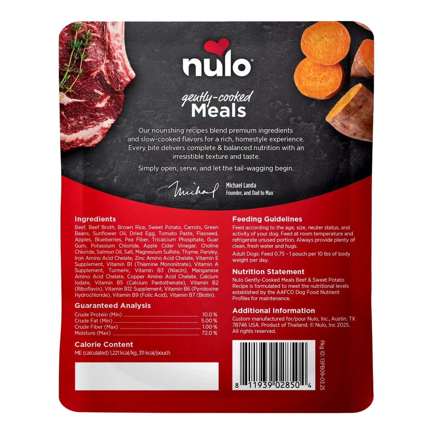 Nulo Gently Cooked Beef & Sweet Potato Dog Food Pouch