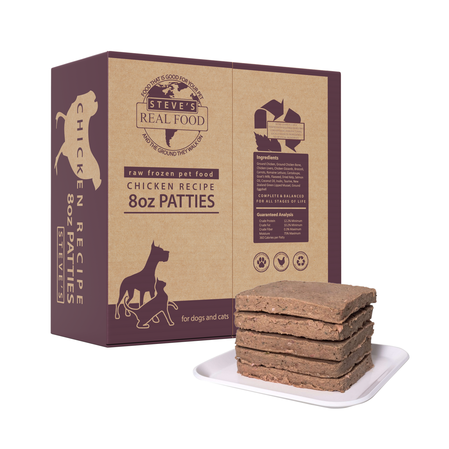 Steve’s Frozen Raw Dog & Cat Food, Chicken Recipe