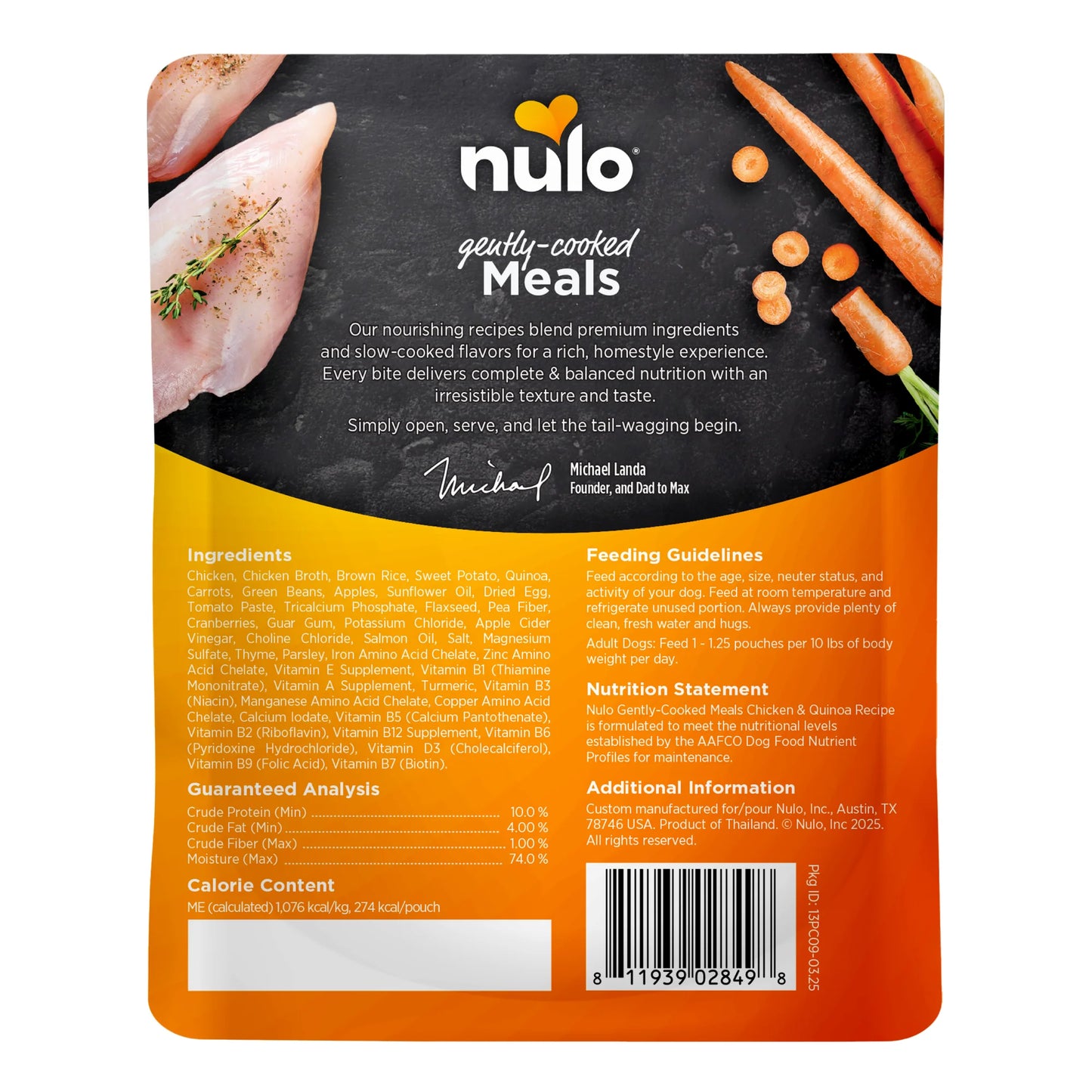 Nulo Gently Cooked Chicken & Quinoa Dog Food Pouch