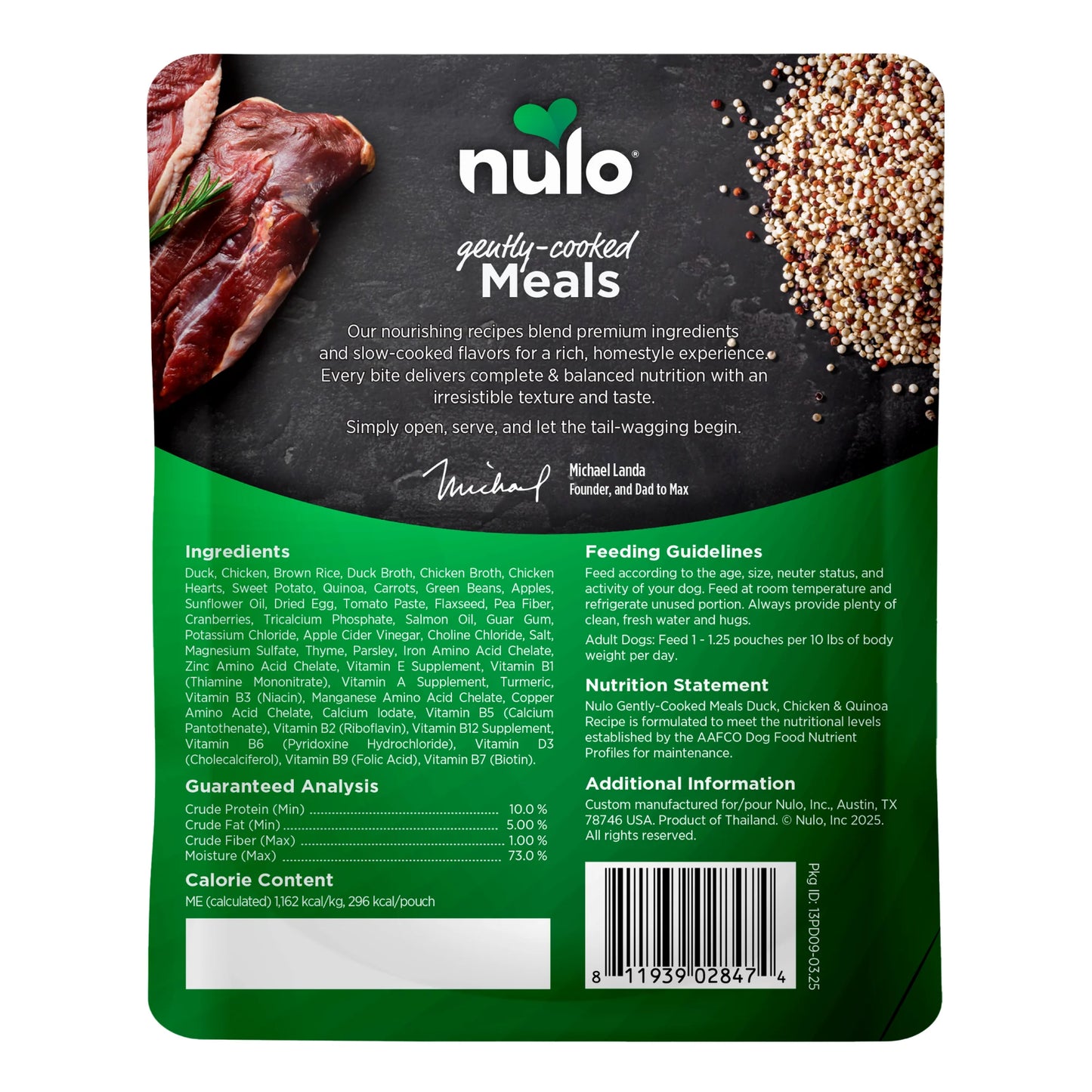 Nulo Gently Cooked Duck, Chicken, & Quinoa Dog Food Pouch