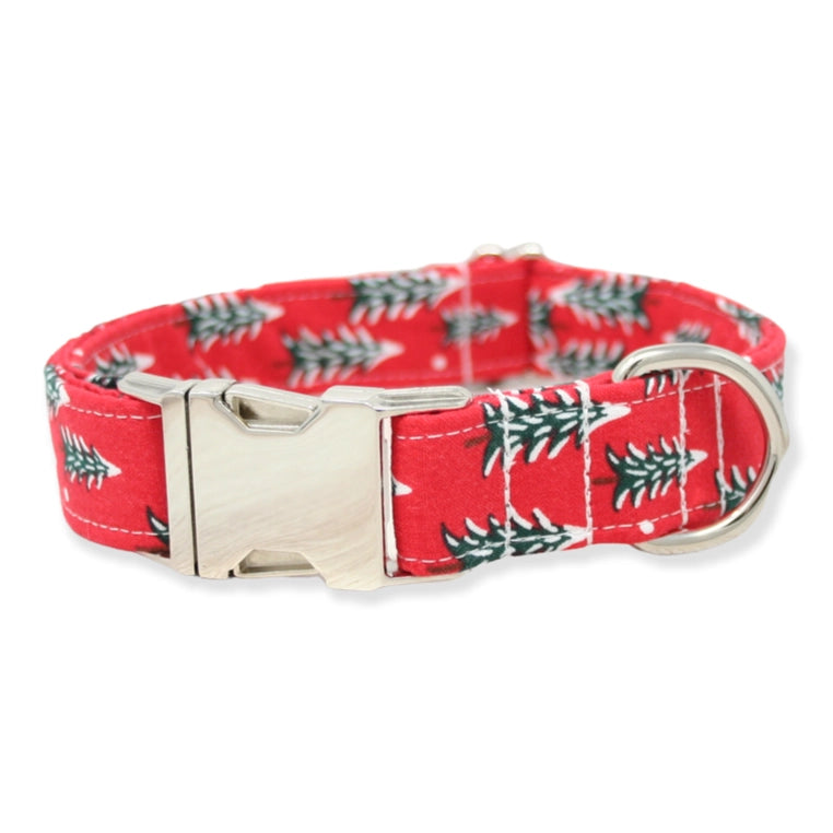 Fir Tree in Red Christmas Print Collar